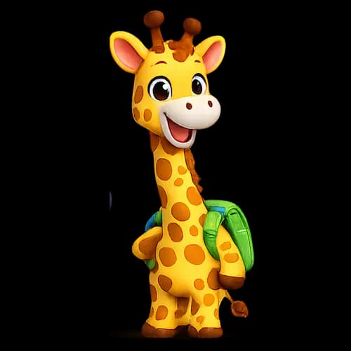 A cheerful giraffe exploring early math